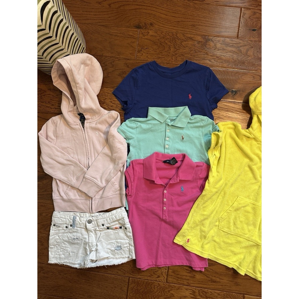 Polo Ralph Lauren Girls Size 5 6 7 8 Clothing Lot 6 Pcs Pink Hoodie Polo Shorts